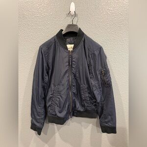 Dark Blue Women’s Size Large Hollister Bomber Long Sleeve Zip Jacket